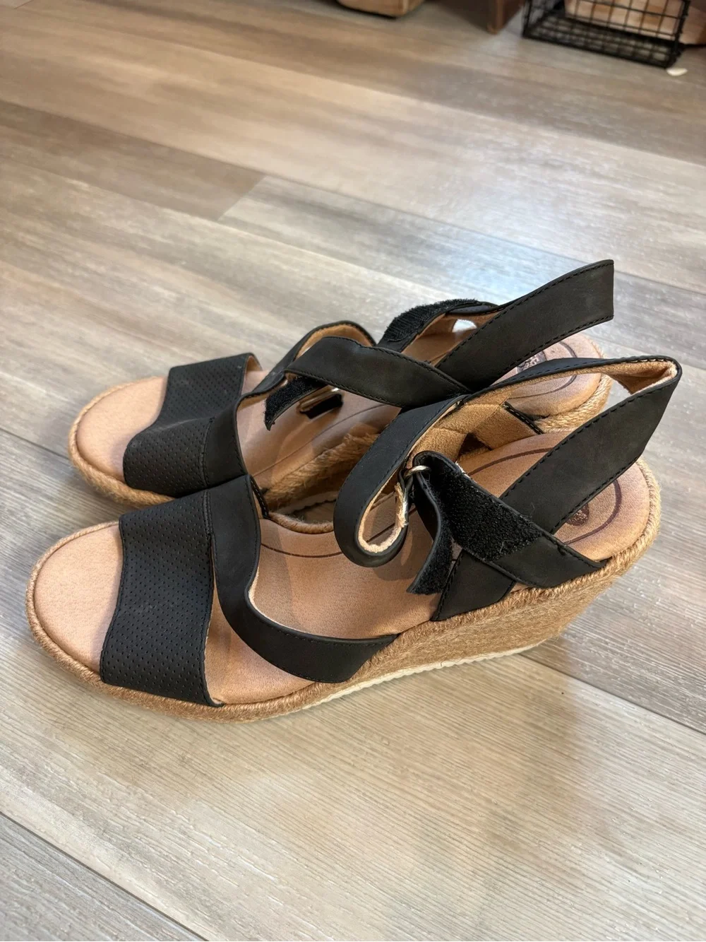 Dr. Scholl's Black Strappy Wedge Sandals